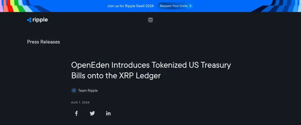 OpenEden uvodi tokenizirani američki trezor Računi u XRP Knjigu