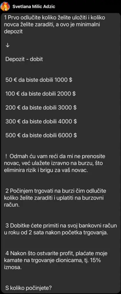 Investirajte s Svetlanom Milić Adžić: visoki povrati i brzi transferi zarade.