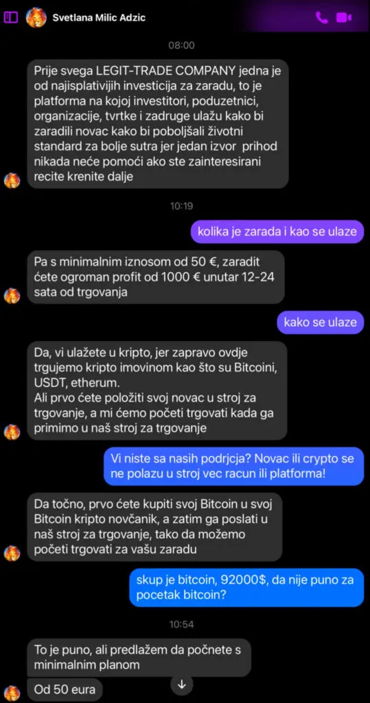 Svetlana Milic Adzic diskutira o profitabilnim ulaganjima u LEGIT-TRADE COMPANY i kriptovalute.