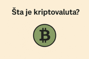 Što je kriptovaluta prikazano bitcoin simbolom na zelenoj pozadini, edukativna slika.