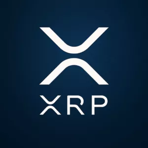 XRP logo bijela na tamnoplavoj podlozi, moderan dizajn, kriptovaluta, blockchain tehnologija.