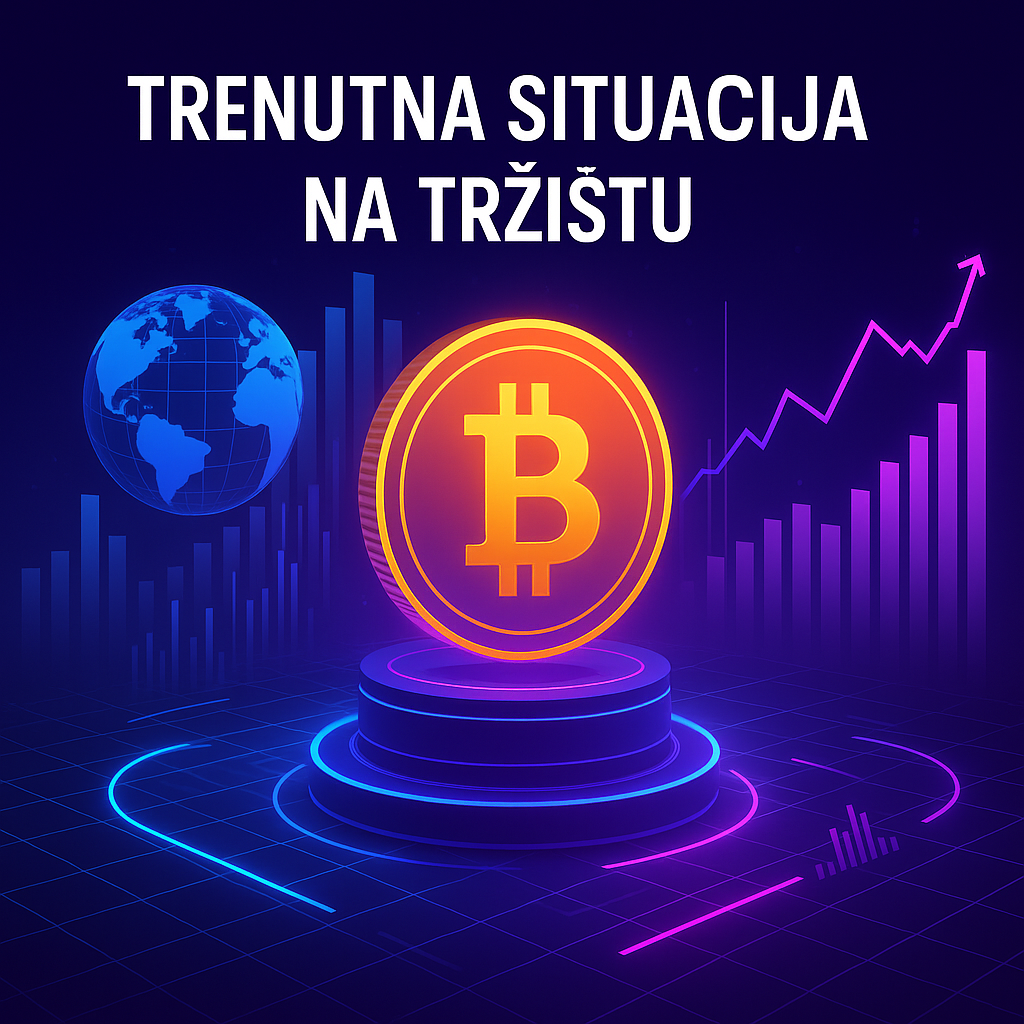 Trenutna situacija globalnog digitalnog tržišta Bitcoina i kriptovaluta s financijskim grafovima.Trenutna situacija na tržištu