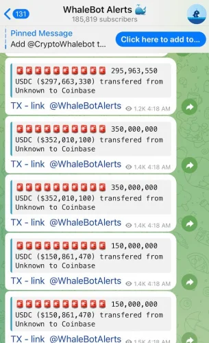 Kitovi prenose 1.3 milijarde dolara na Coinbase