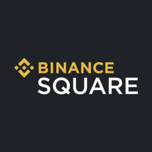 Logo Binance Square s geometrijskim simbolom na tamnoj pozadini, žute i bijele boje.