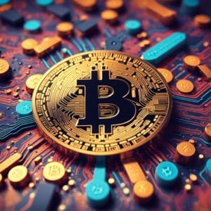Bitcoin simbol na pozadini kripto burze