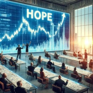 Moderna konferencijska sala s financijskim optimizmom i sudionicima usmjerenima na rast.