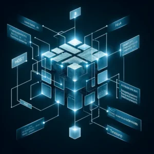 Futuristički digitalni kub povezan mrežom, simbolizirajući složene podatkovne infrastrukture.