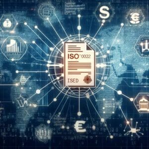 Dokument ISO 0022 na globalnoj karti simbolizira međunarodne standarde i financijsku povezanost.