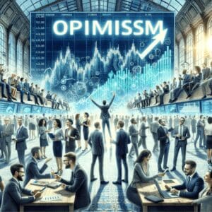 Burzovni stručnjaci izvode dinamične transakcije u optimističnom i uspješnom okruženju.