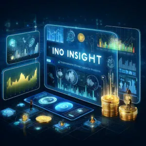 Futuristička analiza financijskih podataka uz INO INSIGHT i napredne vizualizacije u plavim tonovima.