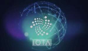 IOTA logo sa simbolikom globalne povezanosti i naprednom tehnologijom u digitalnom svijetu.