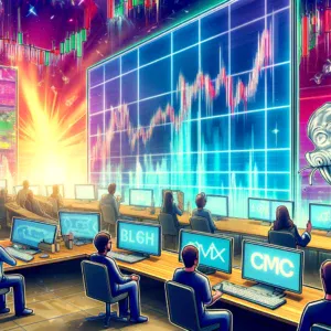 Dinamična traderska soba s analitičarima koji prate volatilne financijske trendove na ekranima.