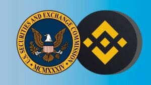 Logotipi SEC i Binance prikazuju sukob između tradicionalnih i digitalnih financija.