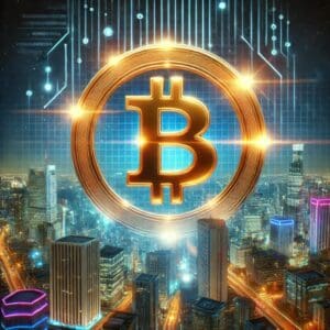 Bitcoin simbol u neonskom gradu: inovacije i digitalna ekonomija u suvremenom svijetu.