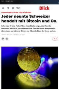 Jedna od devet osoba u Švicarskoj trguje Bitcoinom i kriptovalutama, pokazuje studija.