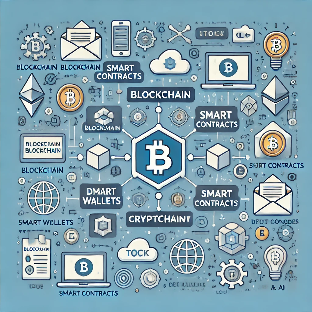 Ilustracija blockchaina s Bitcoin simbolom, kriptovalutama i pametnim ugovorima u modernom dizajnu. Što je blockchain i kriptovaluta