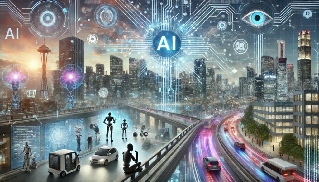 Budućnost gradova: autonomna vozila i humanoidni roboti u harmoniji s naprednom tehnologijom.