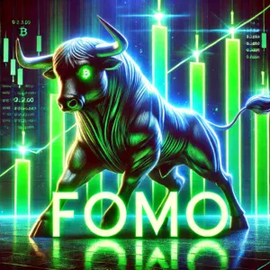 Zeleni bik i FOMO simboliziraju prilike i uzbuđenje na financijskom tržištu.