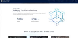 Securitize: Tokenizacija stvarnih imovine na blockchainu, s više od milijardu dolara na platformi.