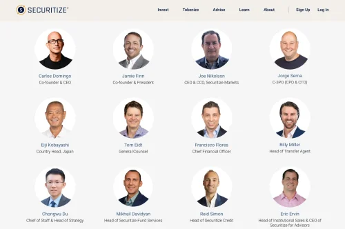 Tim Securitize - stručnjaci za investicije, tokenizaciju i financijske usluge u profesionalnom okruženju.