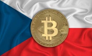 Zastava Češke s bitcoin simbolom, tehnologija i nacionalni identitet.