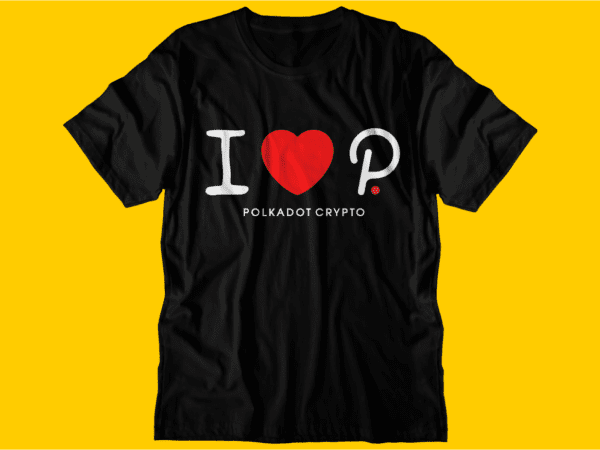 Majica s crnim fontom, I ♥ P, Polkadot crypto dizajn.