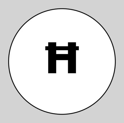 Modern minimalist crni i bijeli kružni simbol, geometrijski, na sivoj pozadini. tokenizacija je budučnost