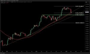 Bitcoin cijena grafikon, Fibonacci razine, trendovi, tjedni raspored, BTC/USD analiza.