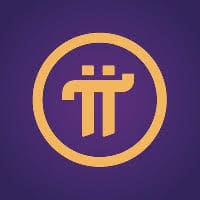 Logo zlatni symbol pi u krugu na ljubičastoj podlozi.