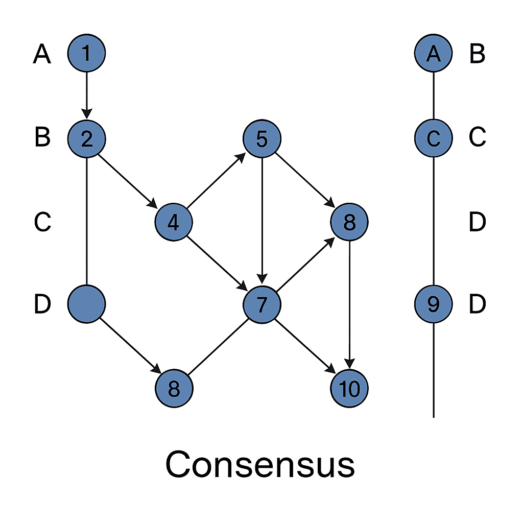 Složeni i linearni grafovi konsenzusa prikazuju mehanizme donošenja odluka.