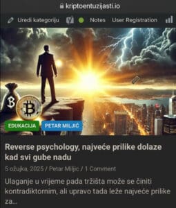 Promocija kriptovalute, dramatični zalazak sunca, prilike u nestabilnim tržištima, obrazovanje.