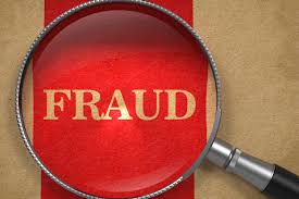 Fraud detection magnifying glass emphasizes scrutiny and investigation on textured background.