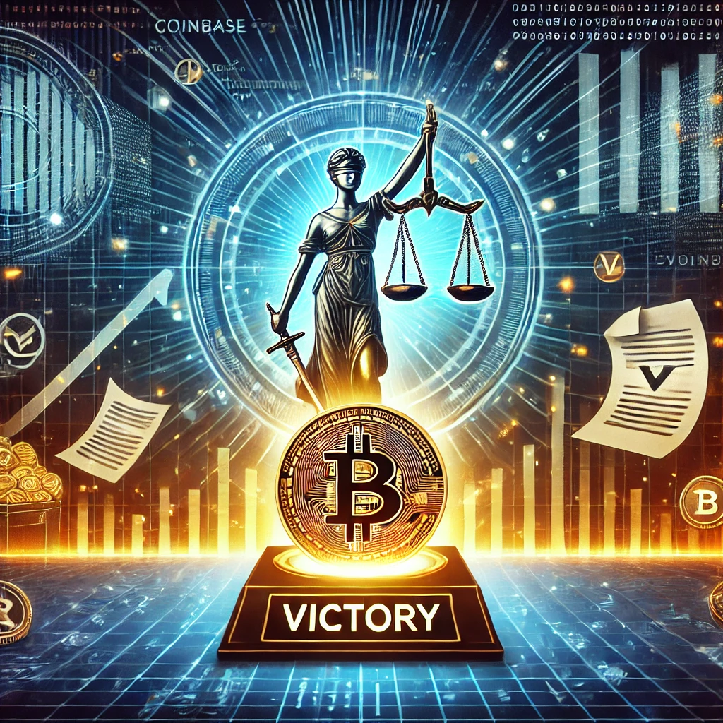 Lady Justice, Bitcoin, legal victory, Coinbase win , digital economy, cryptocurrency regulation, technological justice.