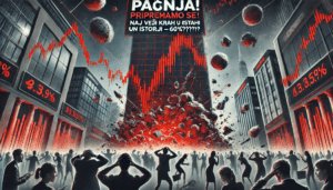 Financijska kriza eksplozija zgrada grafikon panika kaos urbani okoliš.