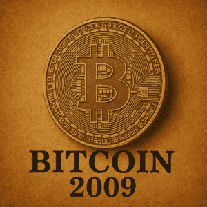 Prikaz digitalnog Bitcoin novčića s logotipom i oznakom decentralizacije.