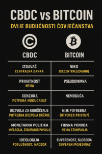 Usporedba CBDC-a i Bitcoina: različite budućnosti financijske slobode i kontrole.