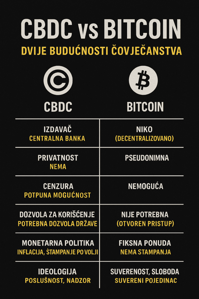Usporedba CBDC-a i Bitcoina: različite budućnosti financijske slobode i kontrole.