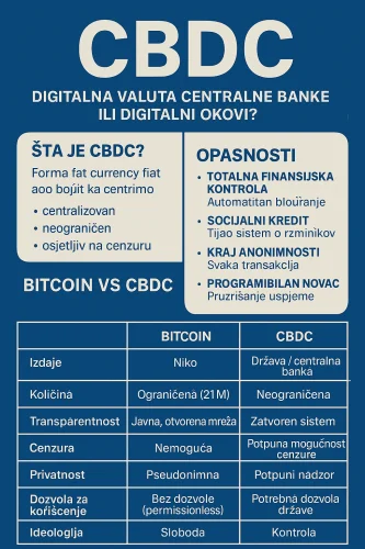 CBDC vs Bitcoin: Centralization, privacy, control in digital currencies.
