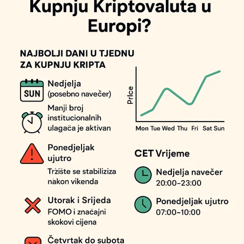 Kupnja kriptovaluta u Europi optimalna nedjeljom navečer, pazite ponedjeljkom ujutro. najbolji dani u tjednu