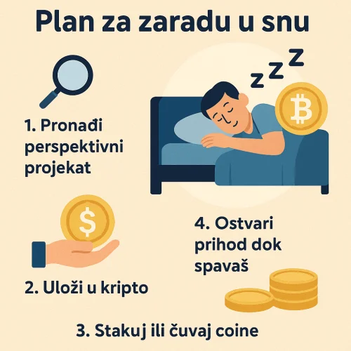 Plan zarade kriptovalutama: istraži, uloži, stakuj ili čuvaj, zarađuj u snu. Kako zaraditi novac