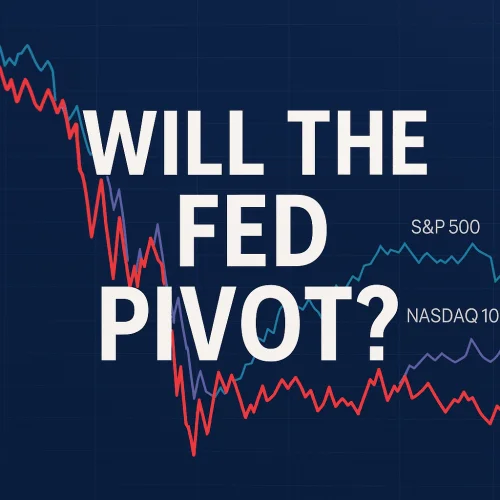 Federal Reserve pivot question on financial market trends; S&P 500, NASDAQ 100 indices. korelacija tržišta