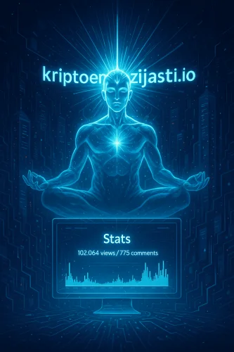 Digitalna meditacija: futuristička figura s plavim svjetlom u tehnološkom okruženju.Slavi godinu dana