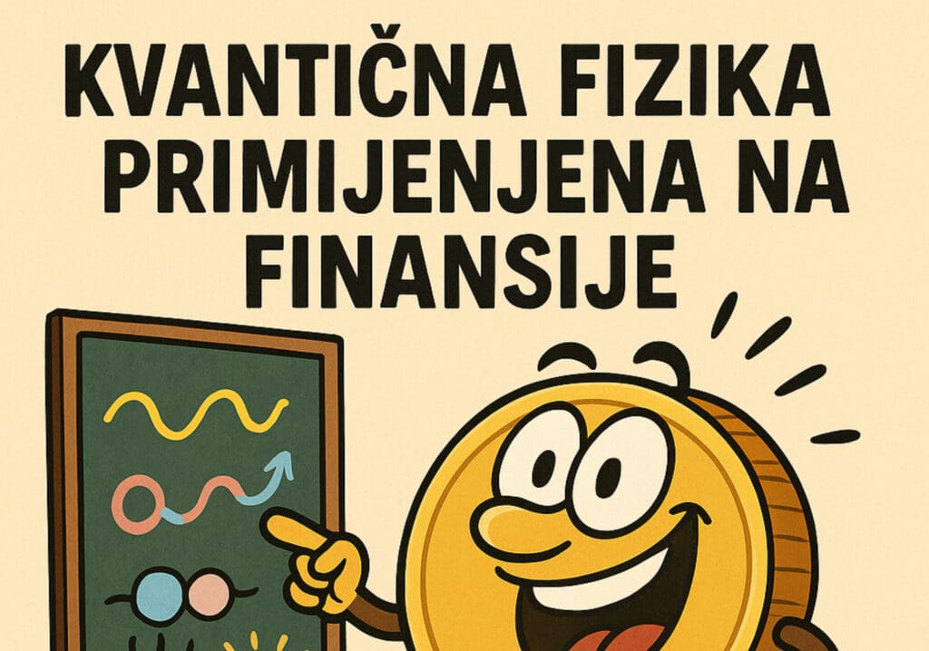Kovanica lik, kvantna fizika, financije, humor, ilustracija.