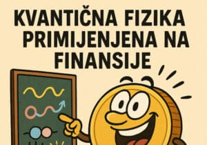 Kovanica lik, kvantna fizika, financije, humor, ilustracija.