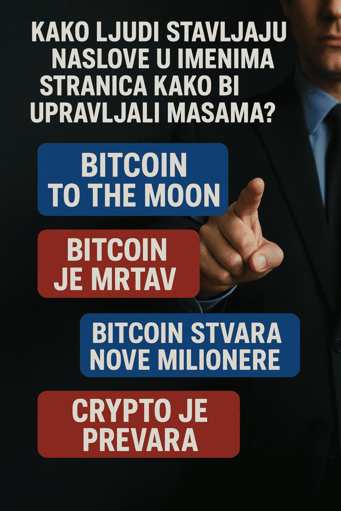 Promocija Bitcoin mišljenja: volatilnost, bogatstvo, prevara, medijski senzacionalizam.Balkanski kripto stručnjaci