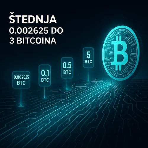 Slikovni prikaz Bitcoina s tekstom o štednji i vrijednostima u kriptovaluti.Koliko Bitcoina 