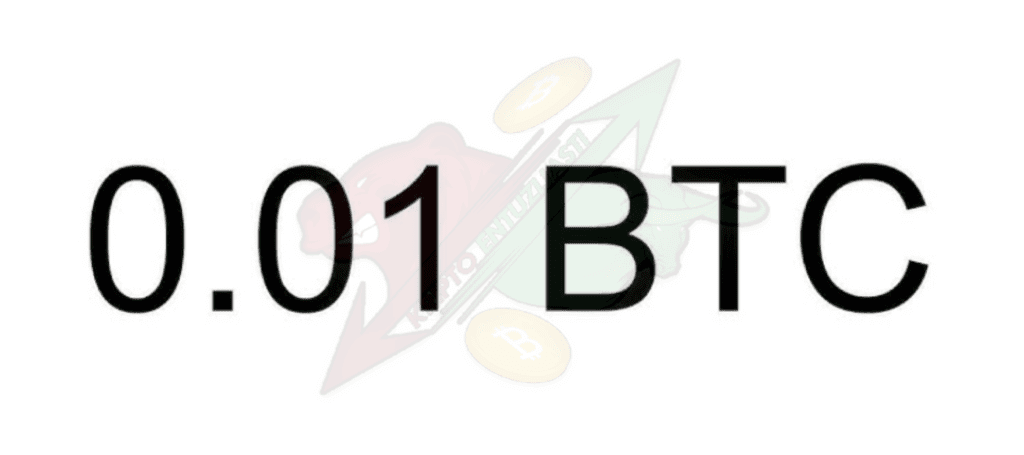 Prikaz 0.01 BTC s bikom i medvjedom, simbolima tržišne dinamike.