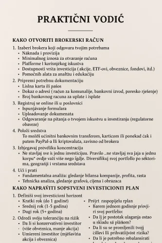 Praktični vodič za otvaranje brokerskog računa i izradu investicionog plana.