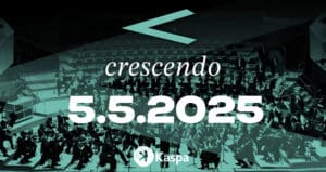 Promotivni plakat za koncert Crescendo 5.5.2025 s orkestrom i Kaspa logotipom.