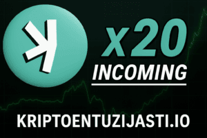 Kriptoentuzijasti.io logo s x20 porastom na tamnoj pozadini.